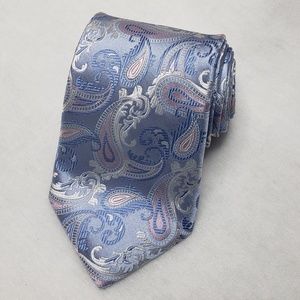 Stafford Essentials Blue/Pink Paisley Silk Tie